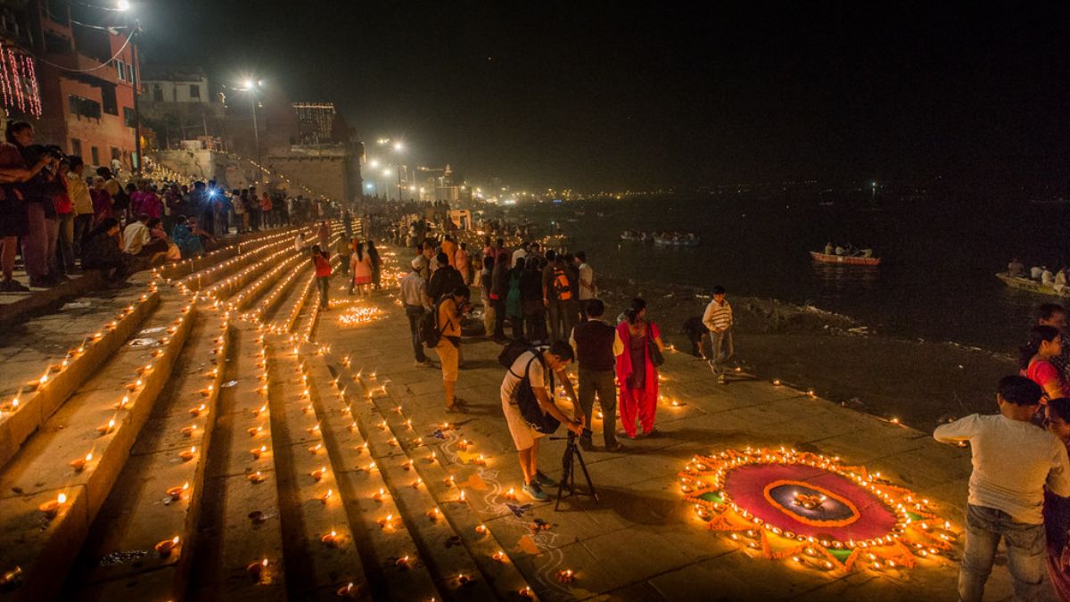 Dev Deepawali celebrations on the ghats of Varanasi with thousands of diyas