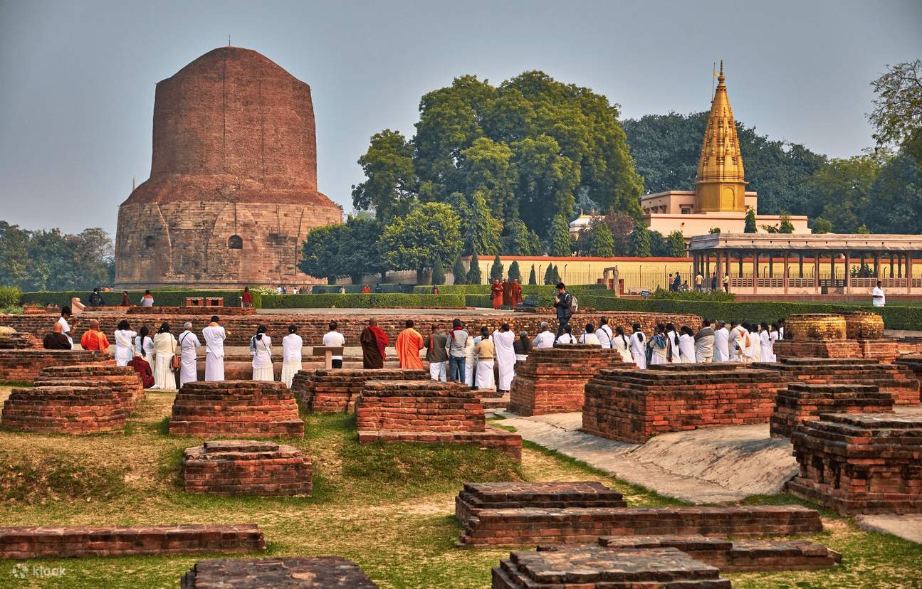 Ancient monastery ruins and archaeological excavations at Sarnath